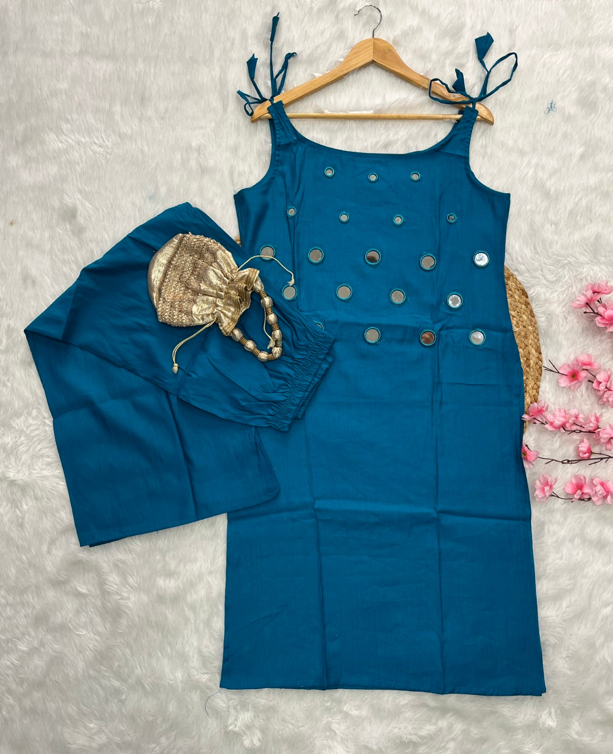 Rayon noodle strap kurta set