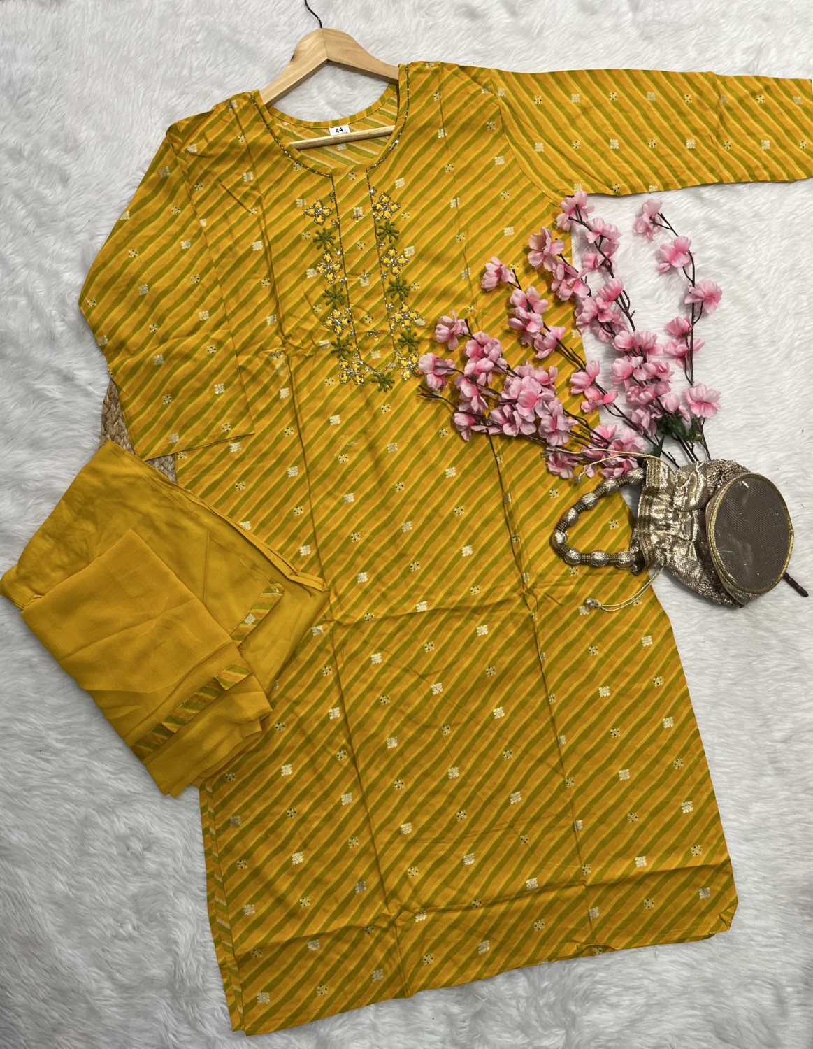Cotton kurta pant dupatta set --