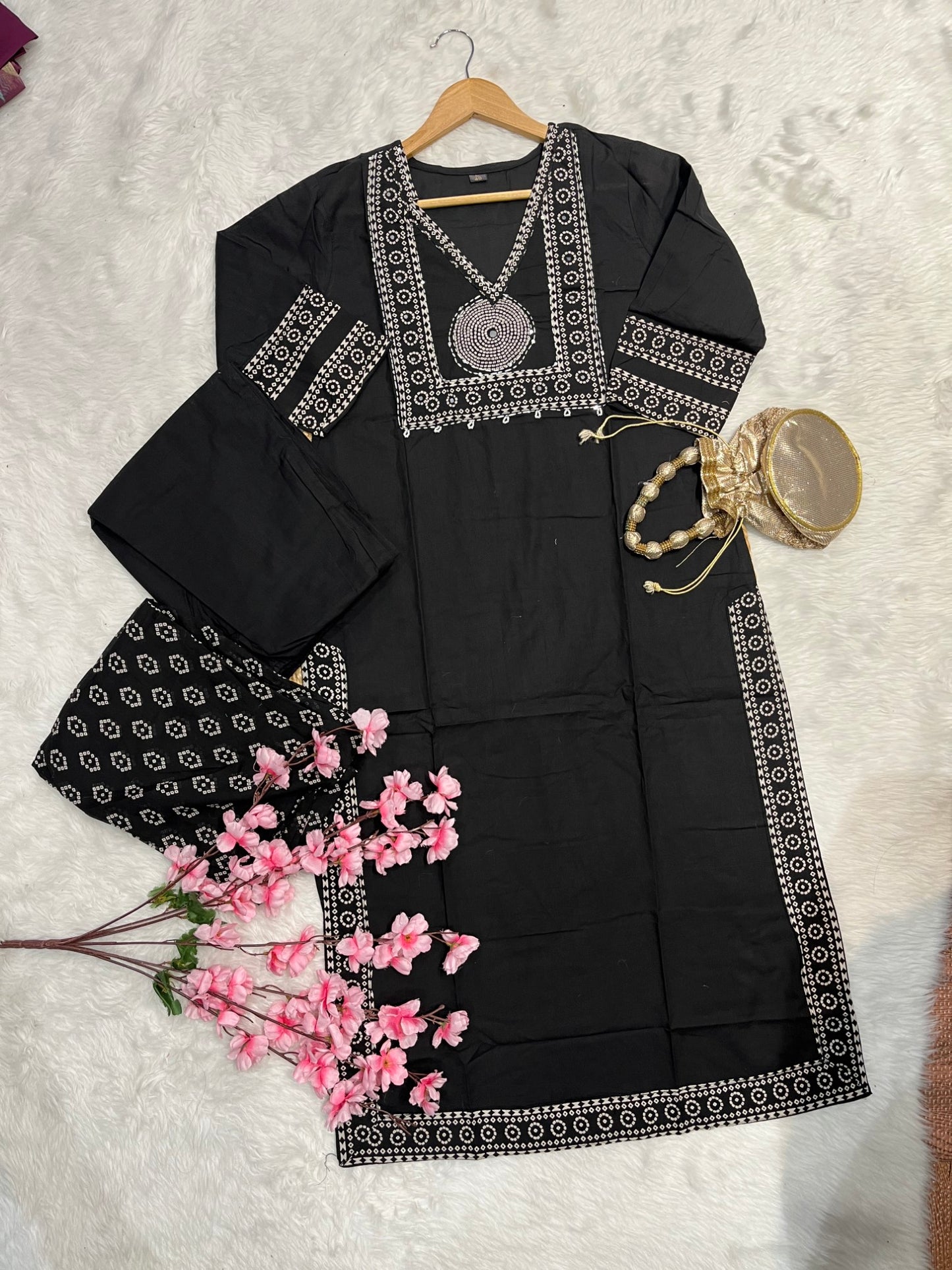 Cotton kurta pant dupatta set