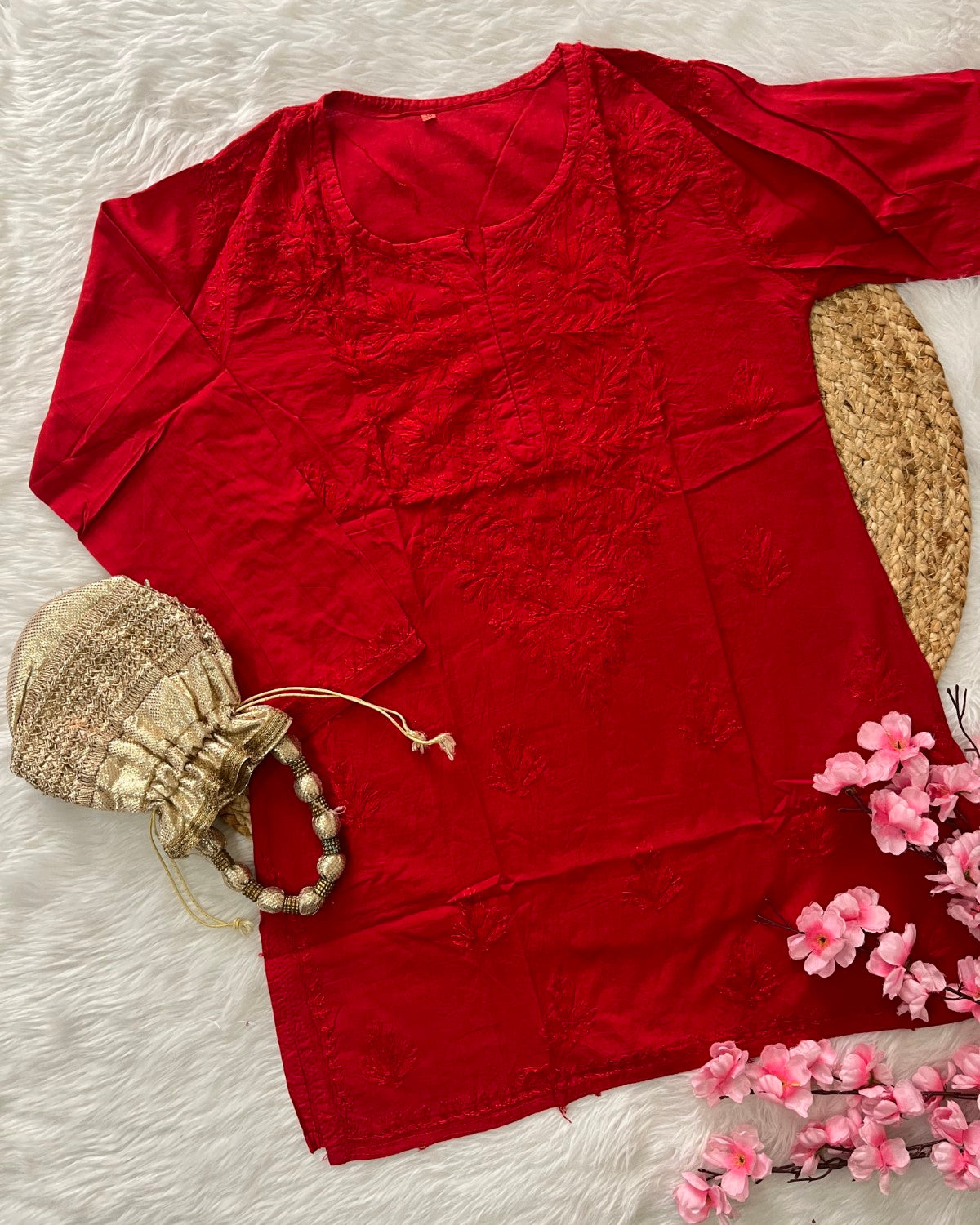 Maash Cotton Short Self Handwork Kurtis--