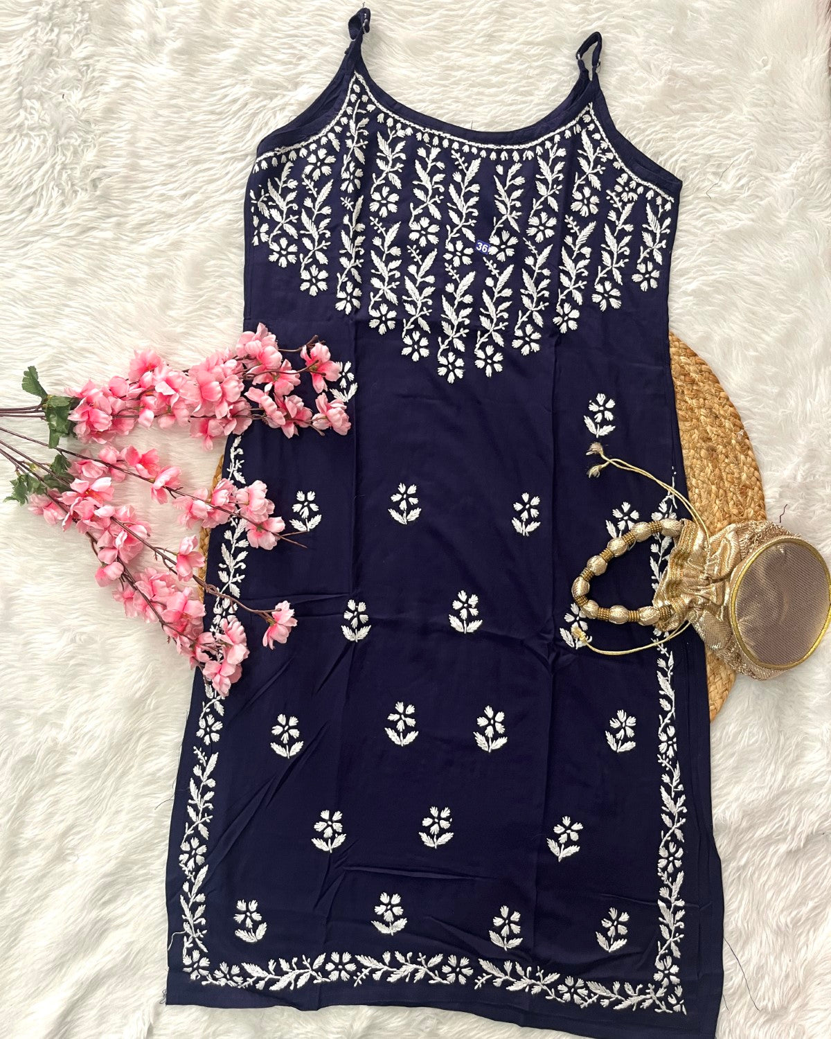 Aabad Rayon Noodle Strap Straight Flower Design