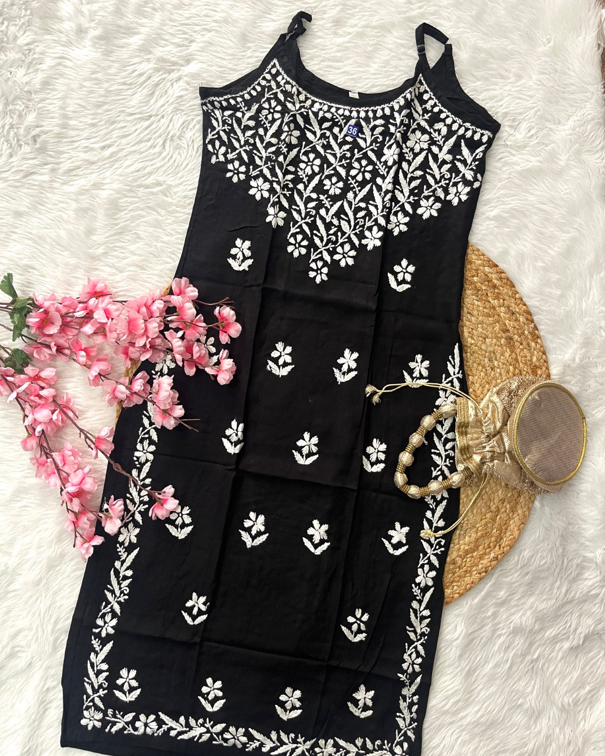 Aabad Rayon Noodle Strap Straight Flower Design
