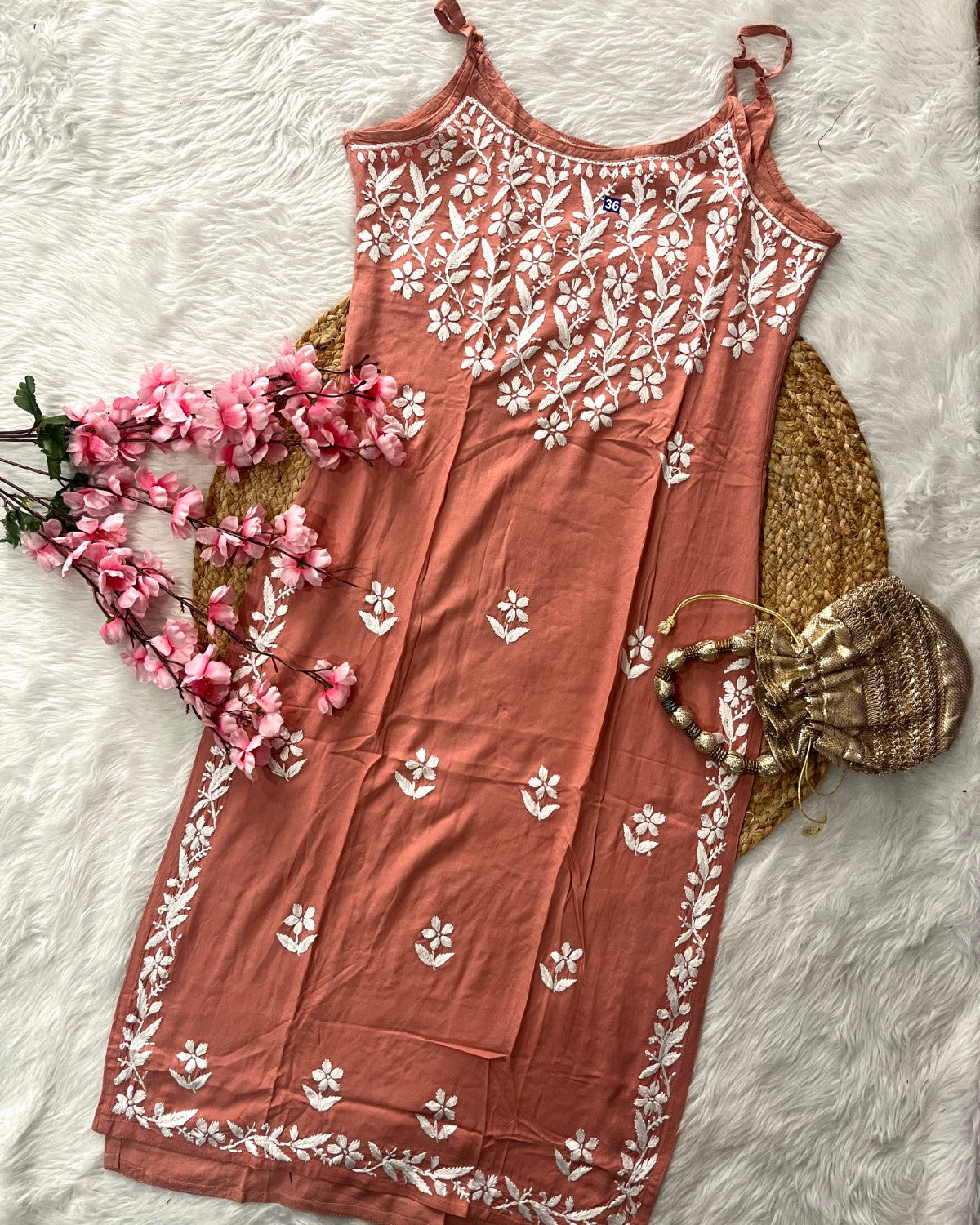 Aabad Rayon Noodle Strap Straight Flower Design