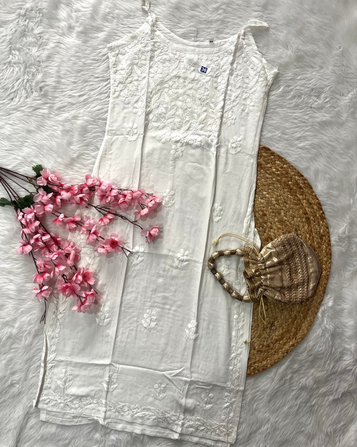 Aabad Rayon Noodle Strap Straight Flower Design