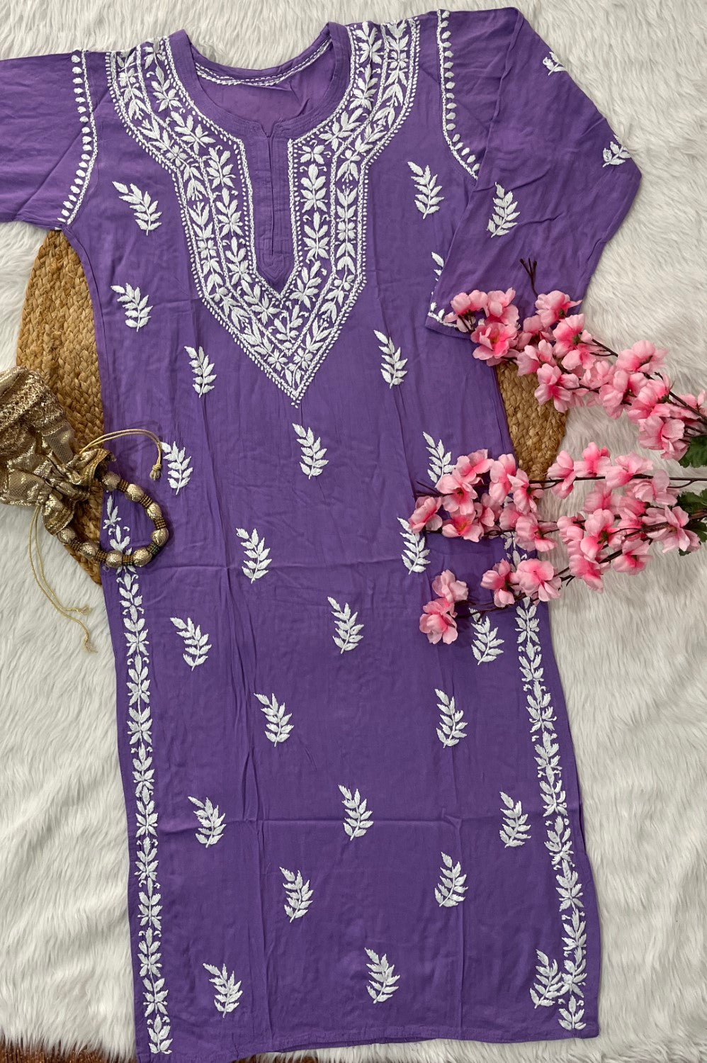 Afifa Rayon Chikankari Handwork Kurtis
