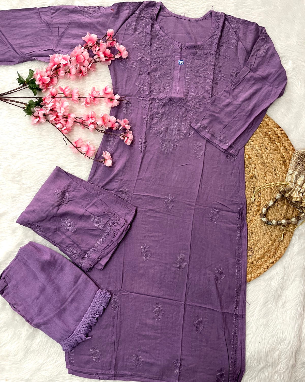 Baahi Rayon Kurta Palazo Dupatta Self 3 Piece Set