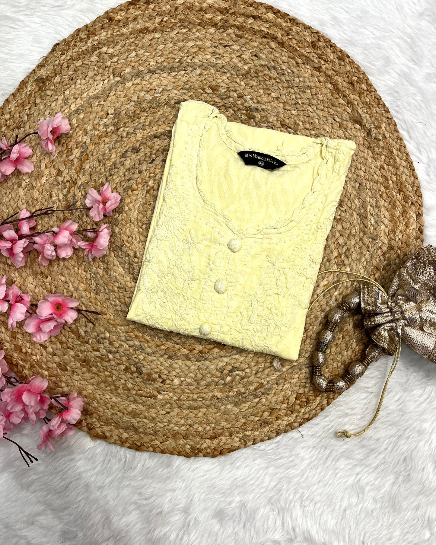 Raha Applique Chikankari Handwork jacquard cotton long straight kurtis