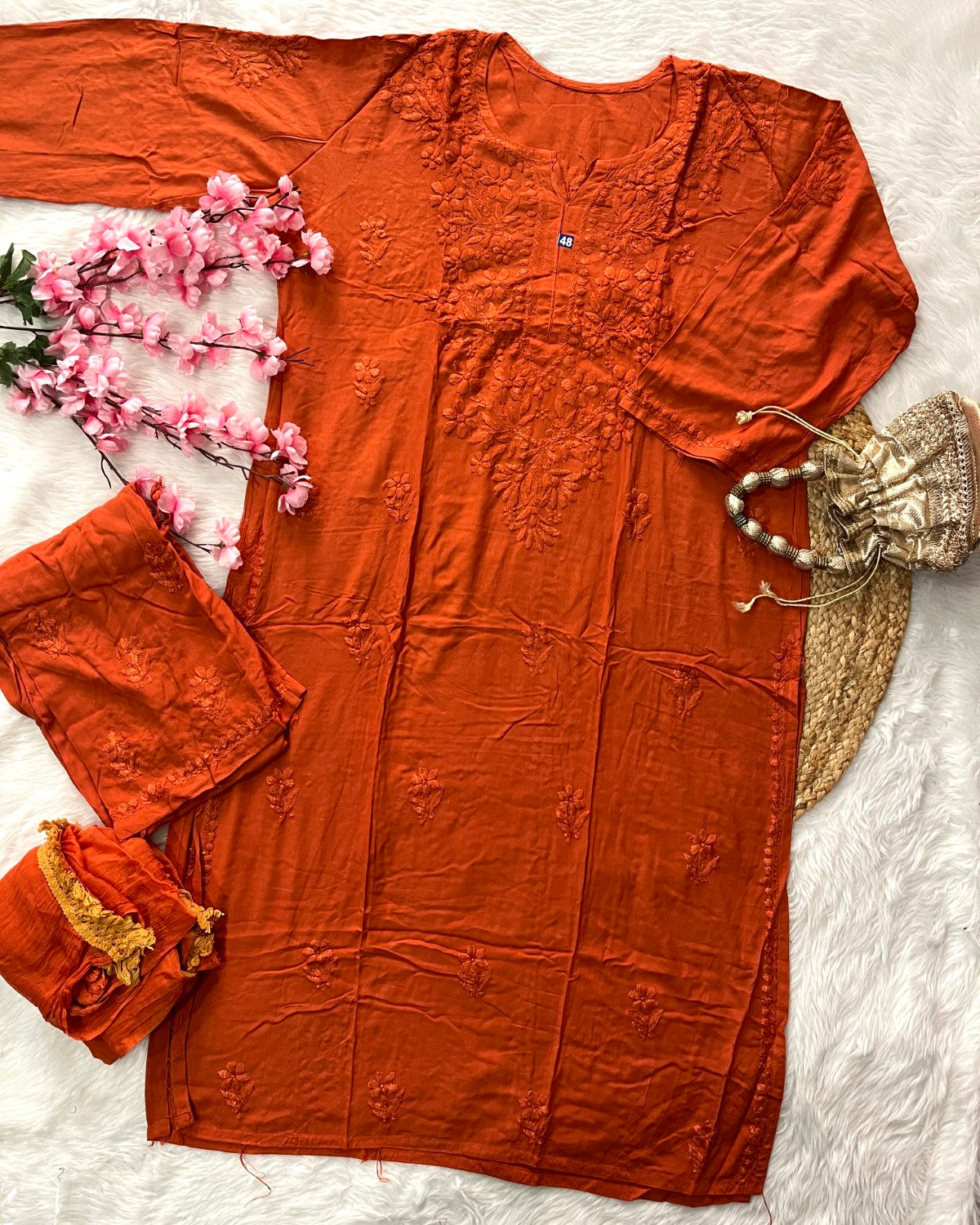 Baahi Rayon Kurta Palazo Dupatta Self 3 Piece Set