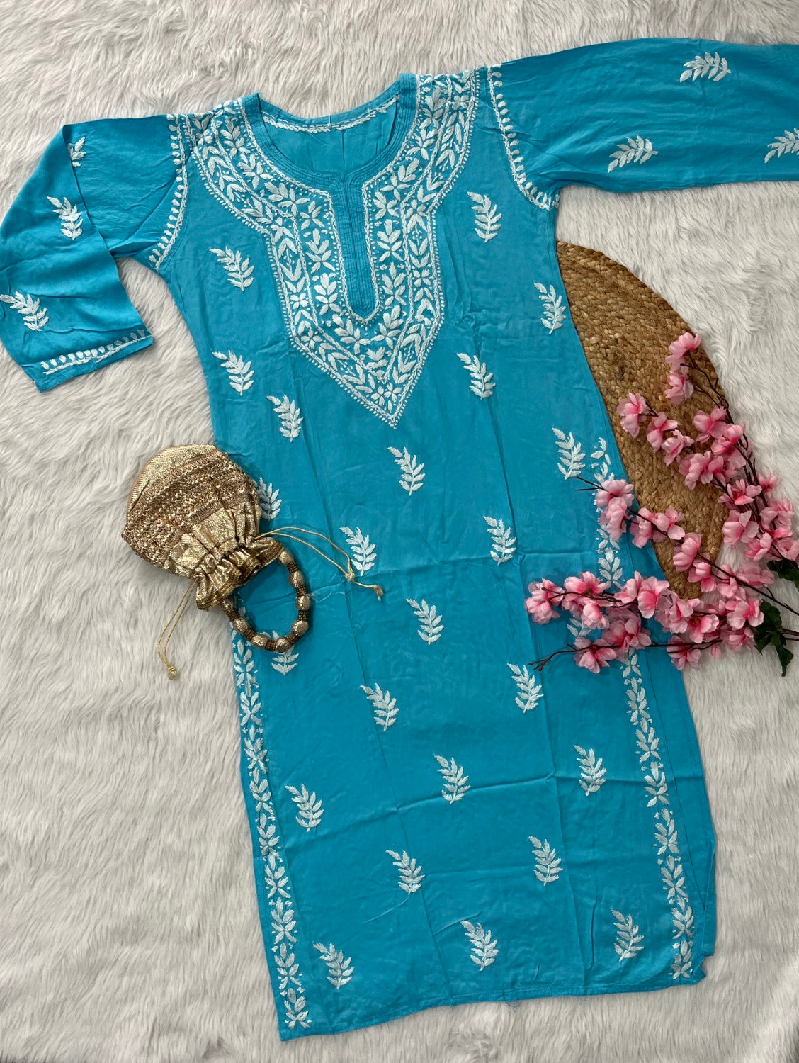 Afifa Rayon Chikankari Handwork Kurtis