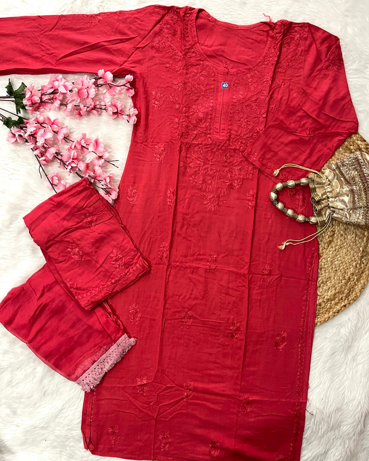 Baahi Rayon Kurta Palazo Dupatta Self 3 Piece Set