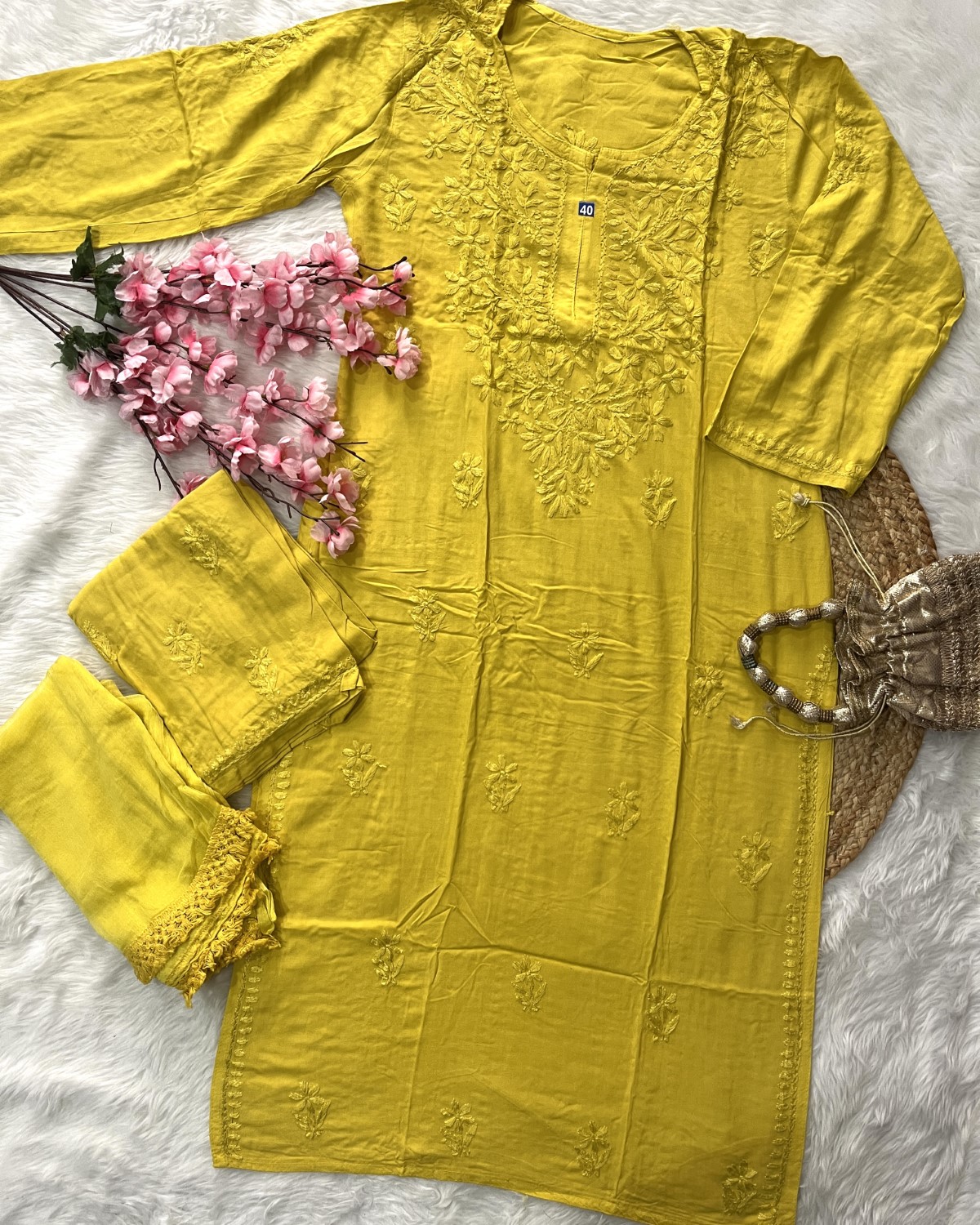 Baahi Rayon Kurta Palazo Dupatta Self 3 Piece Set