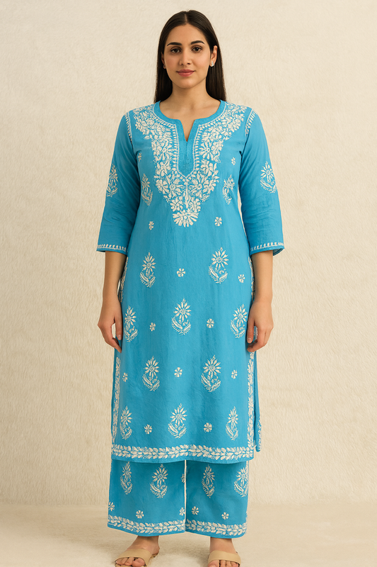 Tahaani Chikankari handwork Kurtis with Palazzo