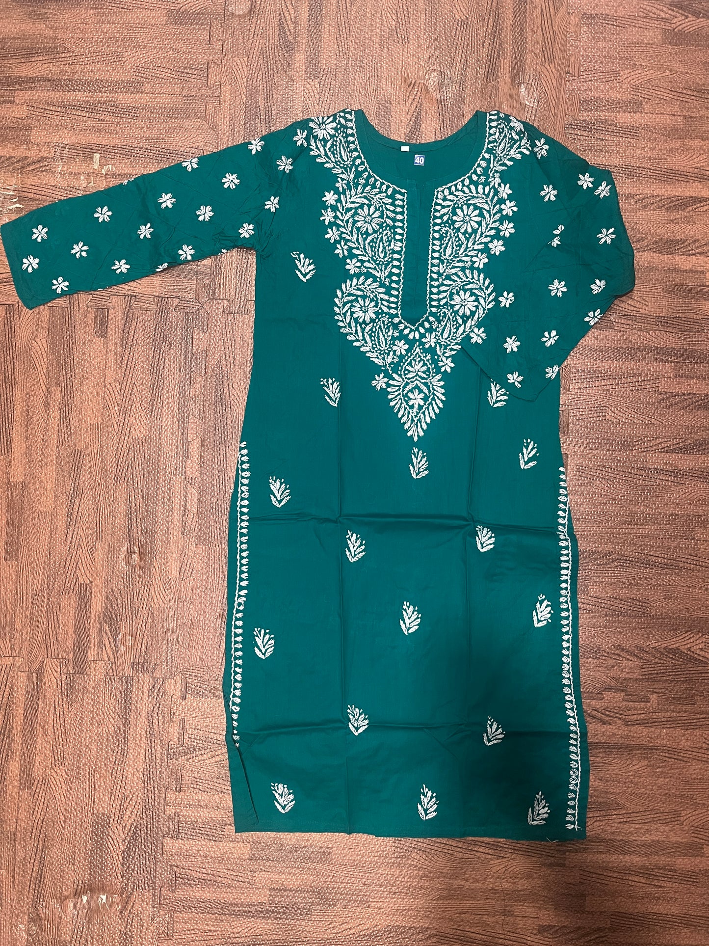 Gulbaz Cotton Chikankari Handwork long straight kurtis --