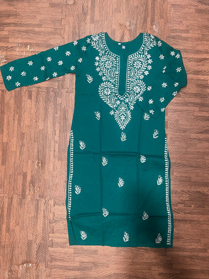 Gulbaz Cotton Chikankari Handwork long straight kurtis --