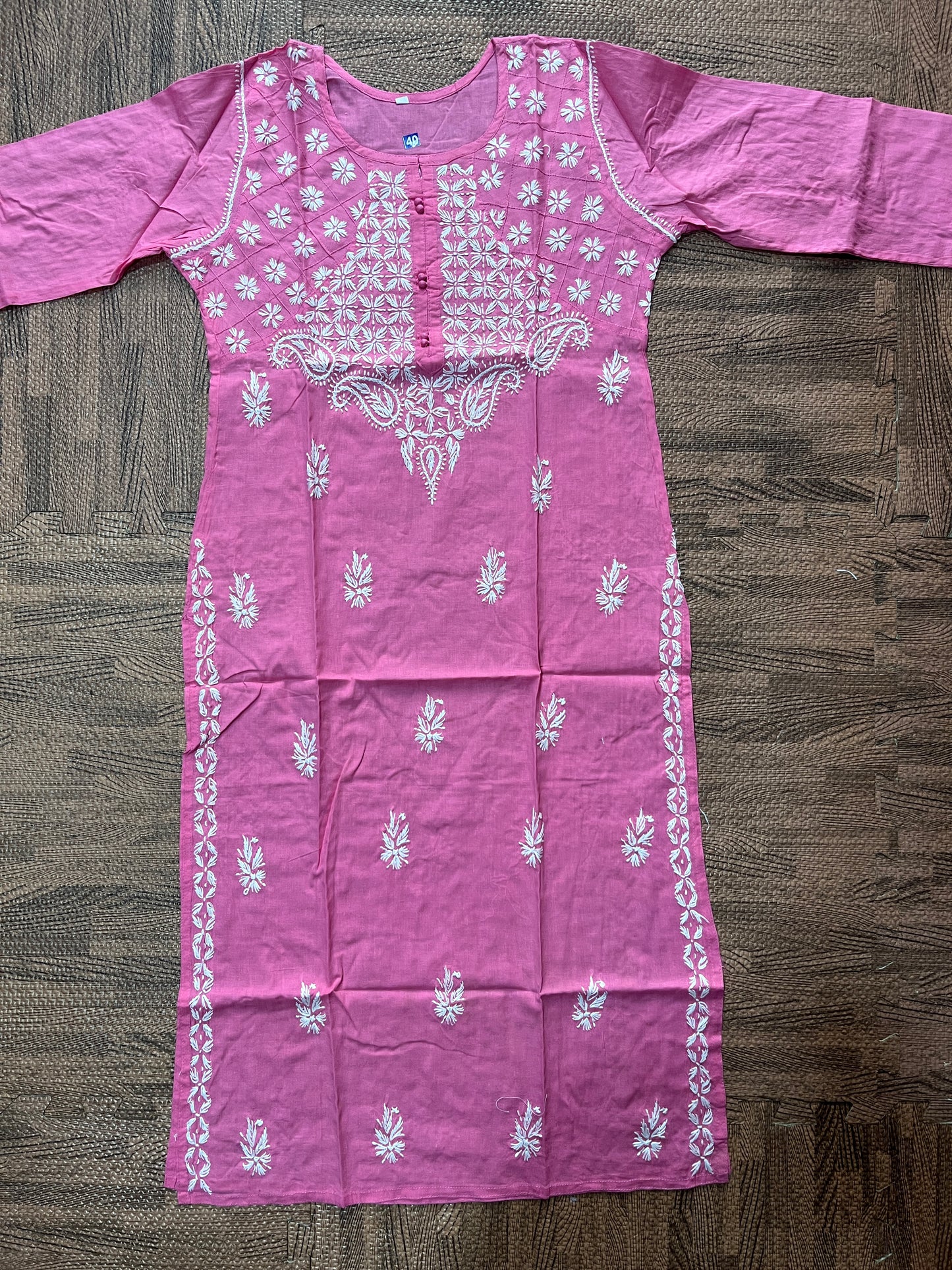 Gulbaz Cotton Chikankari Handwork long straight kurtis --