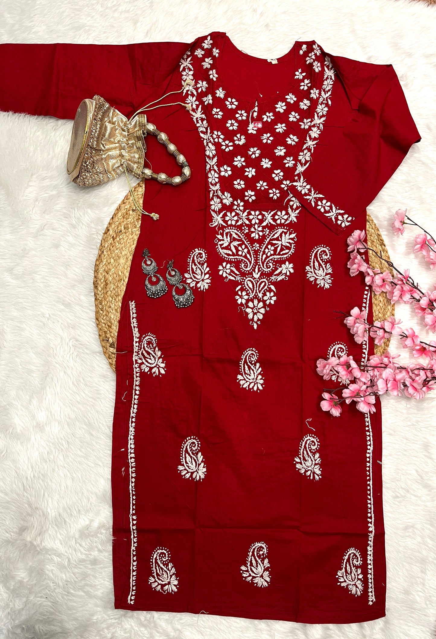 Gulbaz Cotton Chikankari Handwork long straight kurtis --