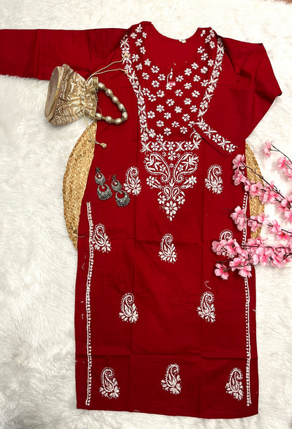 Gulbaz Cotton Chikankari Handwork long straight kurtis --