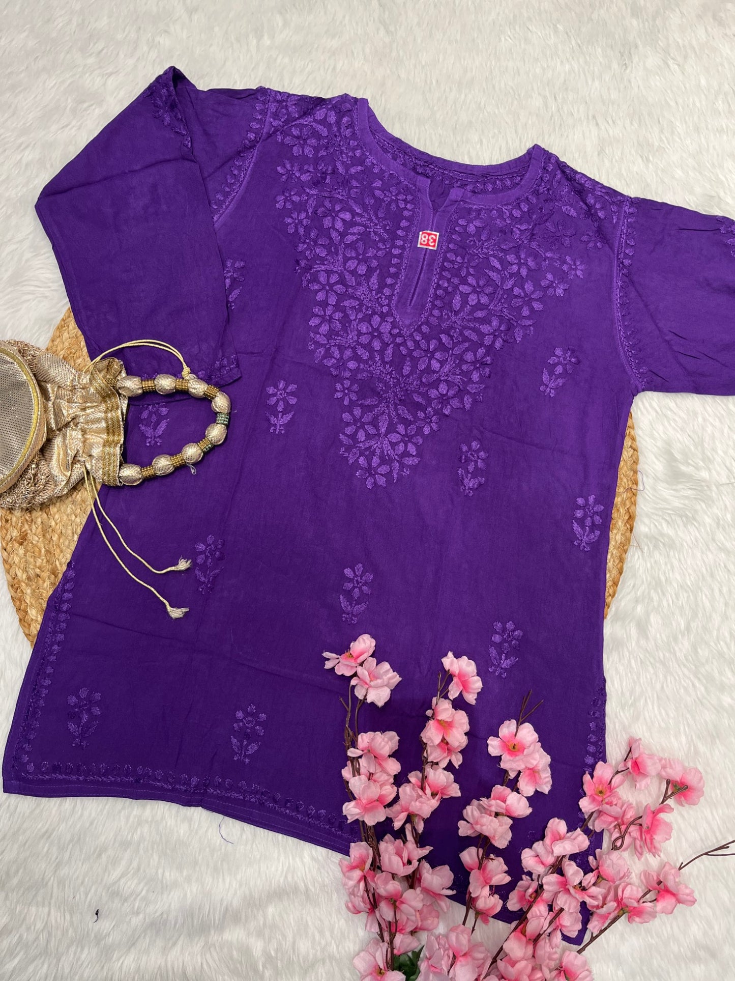 Rifat Rayon Short Self Chikankari Handwork Kurtis
