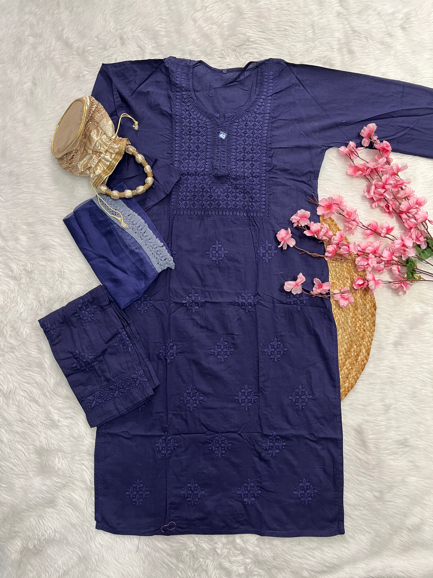 Taaib Cotton Kurta Palazzo Dupatta 3piece Set
