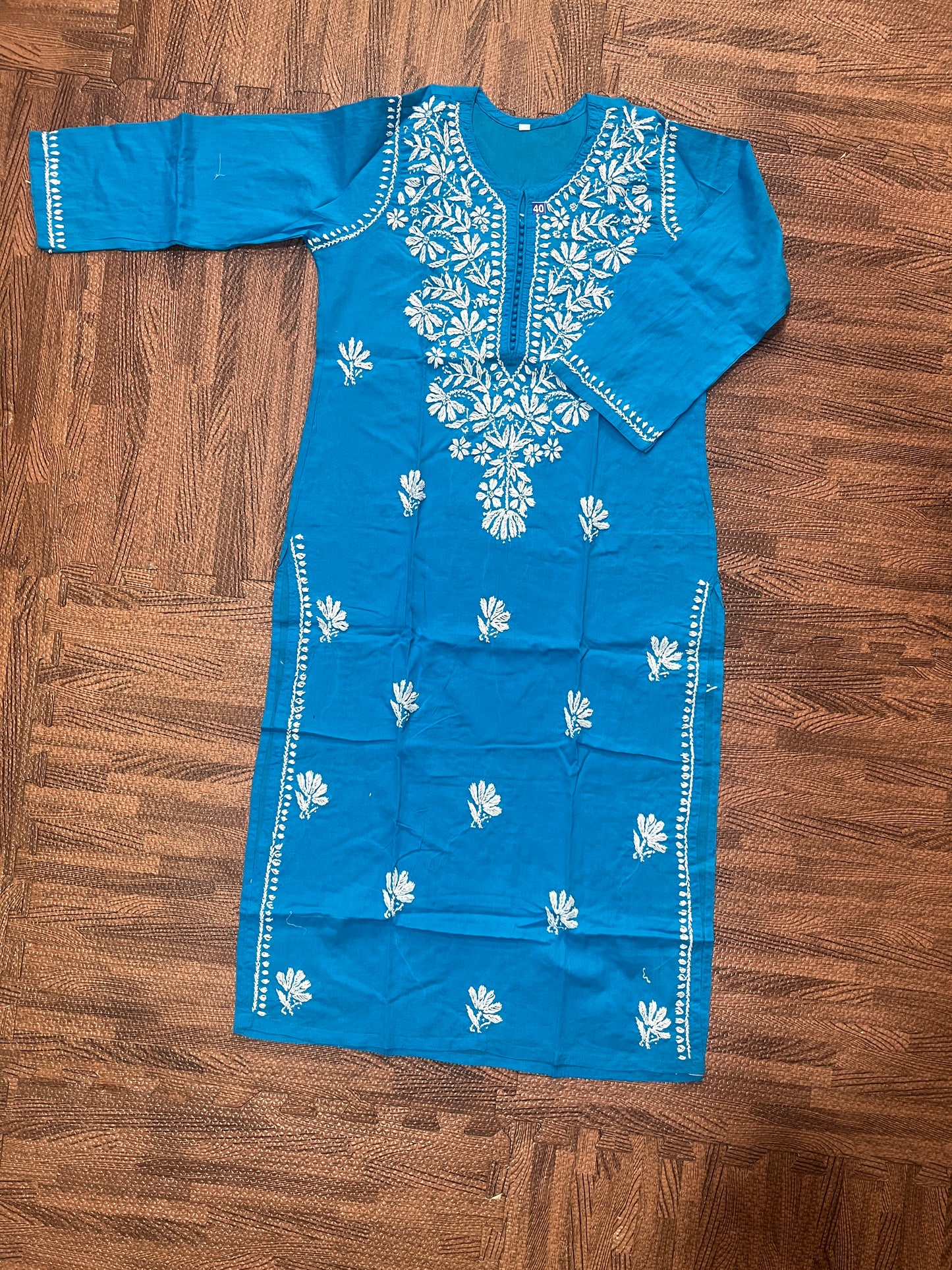 Gulbaz Cotton Chikankari Handwork long straight kurtis --