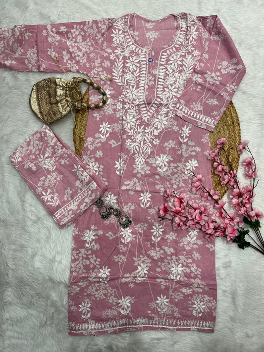 Raiba mul mul cotton kurta pant set