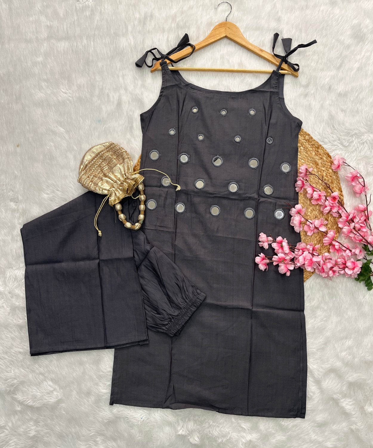 Rayon noodle strap kurta set