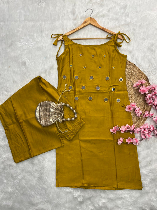 Rayon noodle strap kurta set