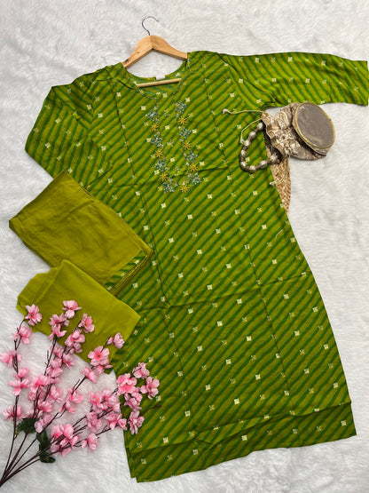 Cotton kurta pant dupatta set --