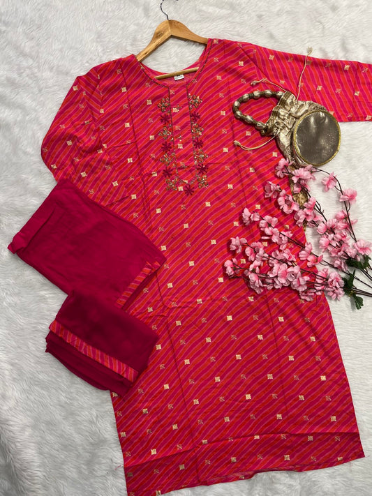 Cotton kurta pant dupatta set --
