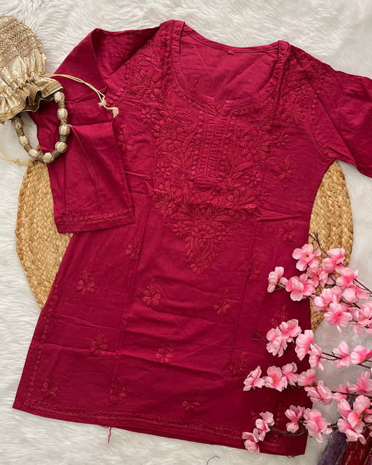 Maash Cotton Short Self Handwork Kurtis--