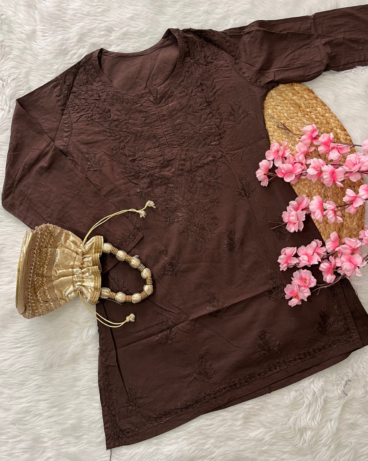 Maash Cotton Short Self Handwork Kurtis--