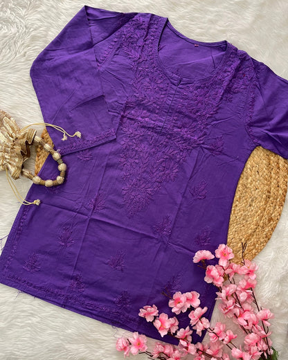 Maash Cotton Short Self Handwork Kurtis--