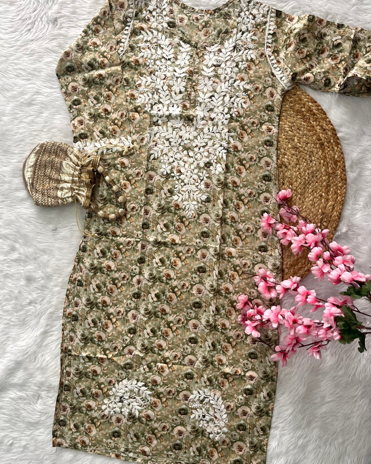 Badira Mul mul Cotton Double Colour Rose Design