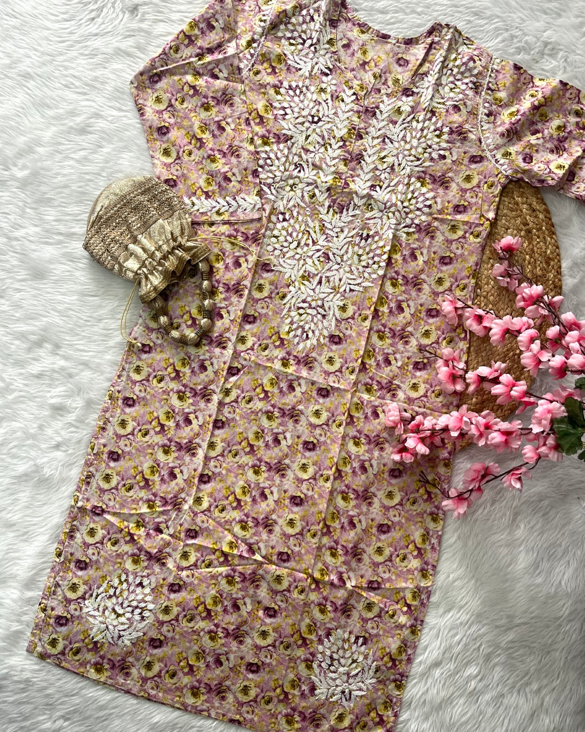 Badira Mul mul Cotton Double Colour Rose Design