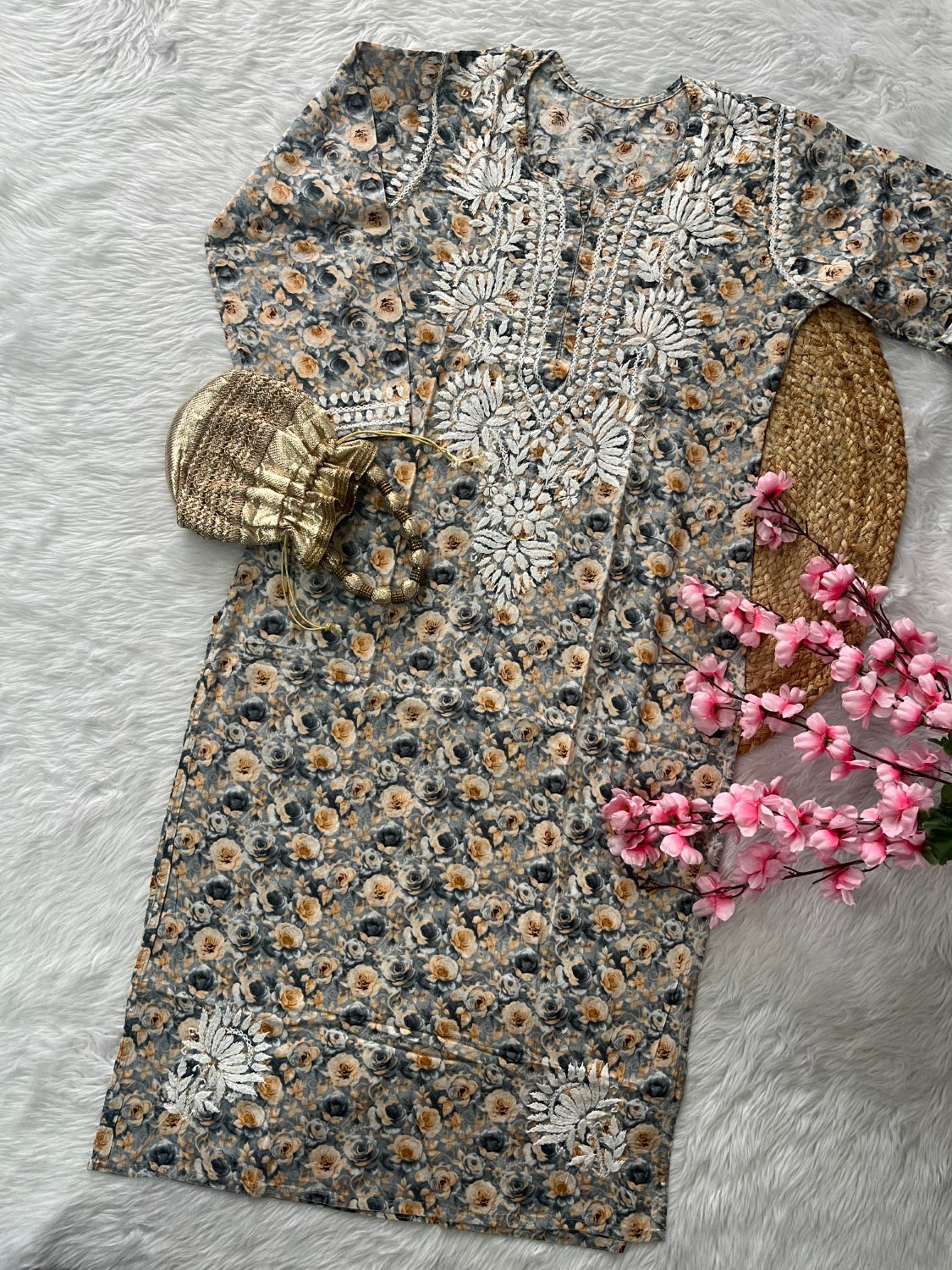 Badira Mul mul Cotton Double Colour Rose Design