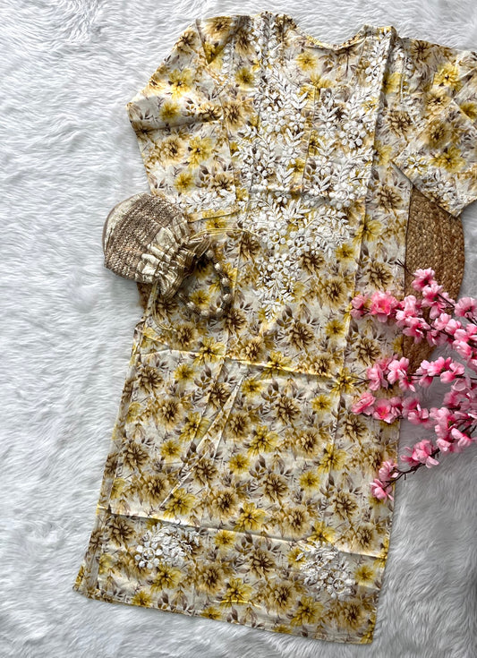 Amal Mul mul Cotton Sunflower Design