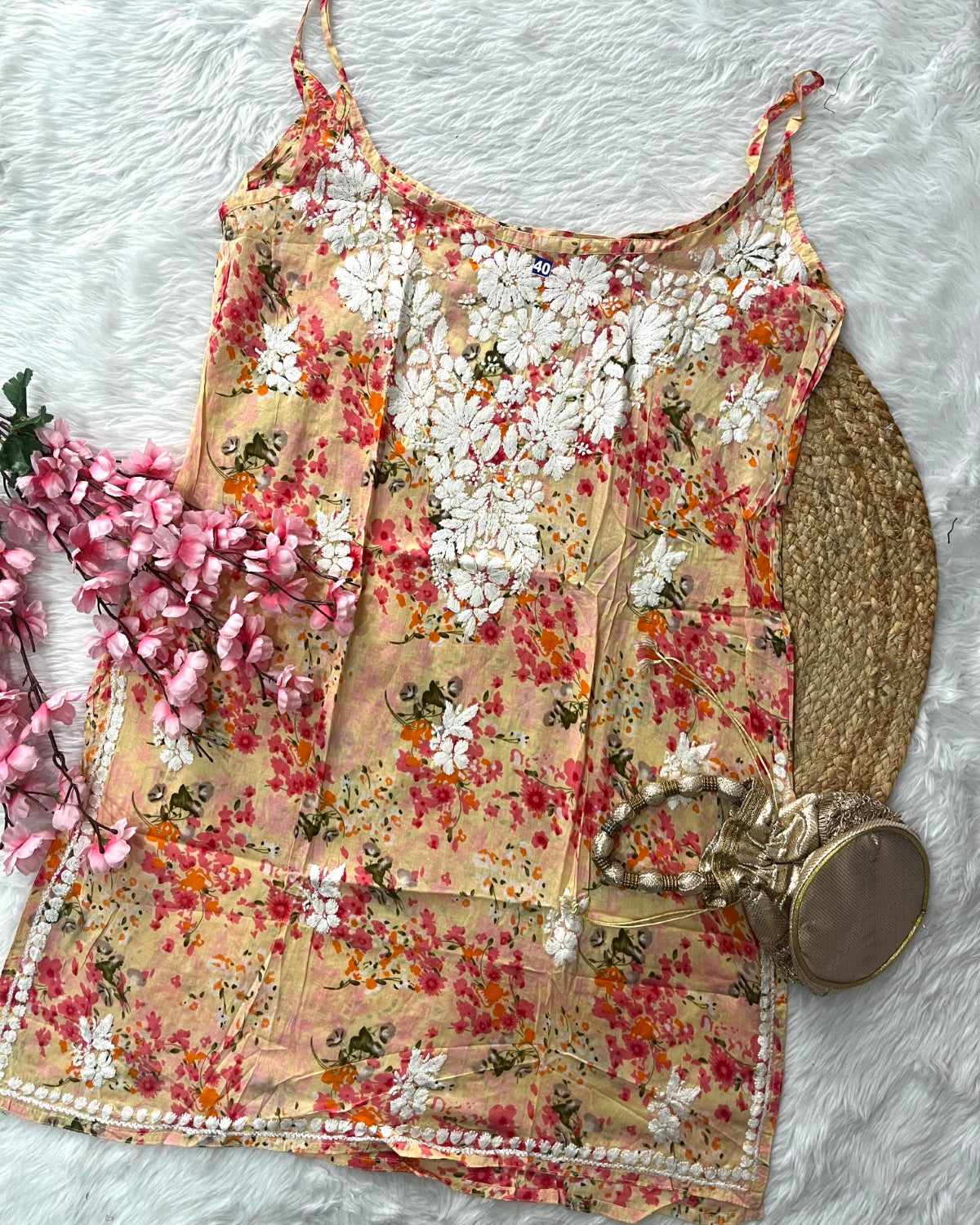Abir MulMul Cotton Noodle Strap Mix Flower Design