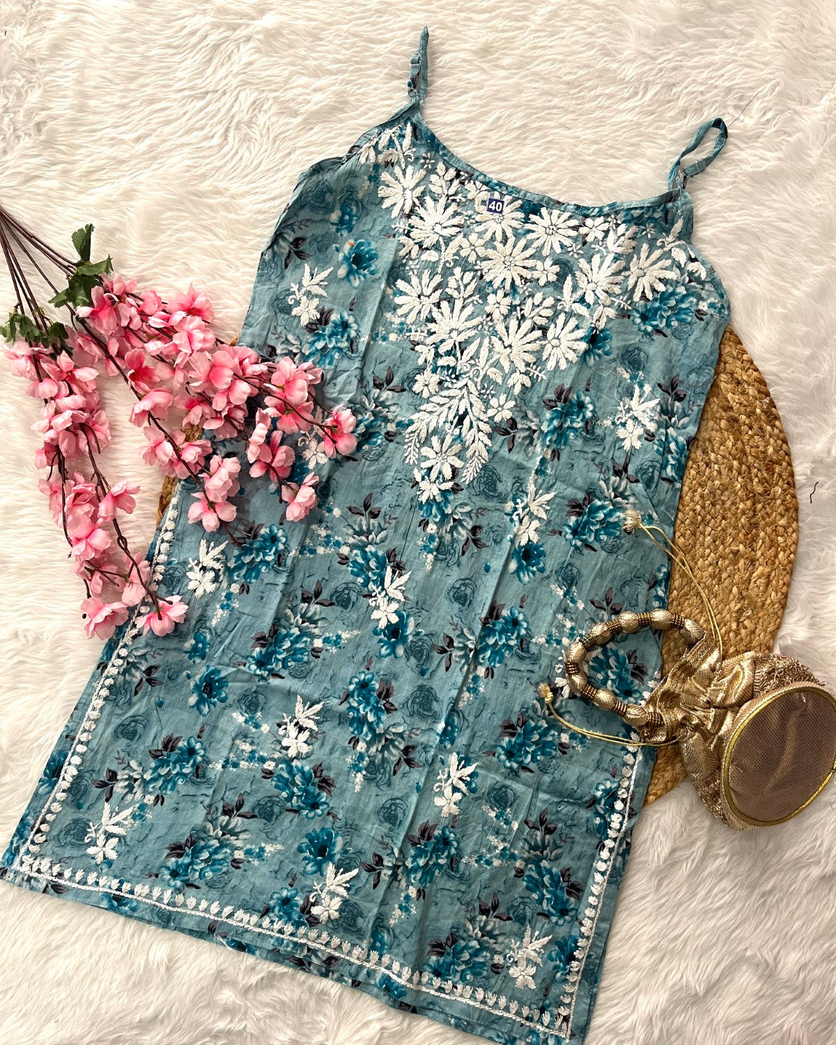 Aiaz MulMul Cotton Noodle Strap Rose Design