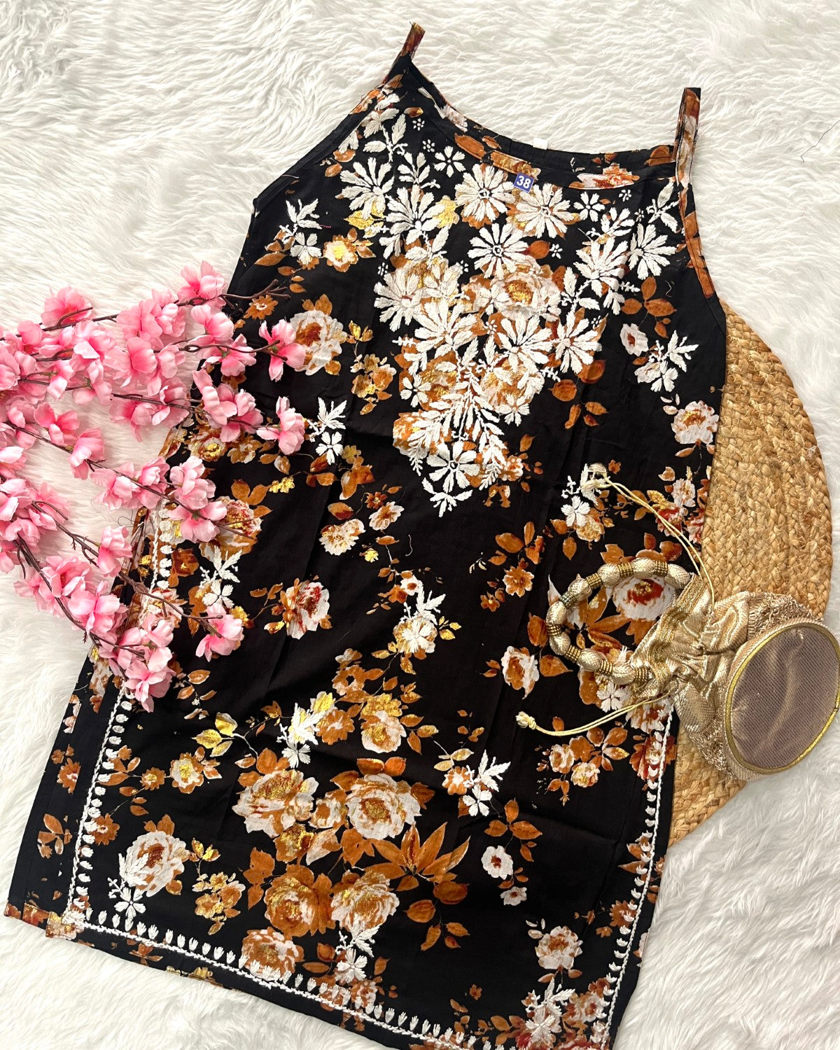 Aiaz MulMul Cotton Noodle Strap Rose Design