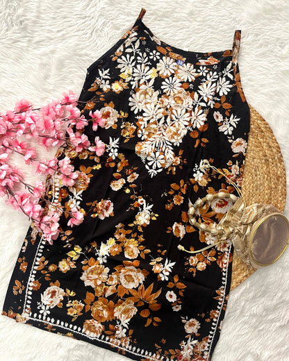 Aiaz MulMul Cotton Noodle Strap Rose Design
