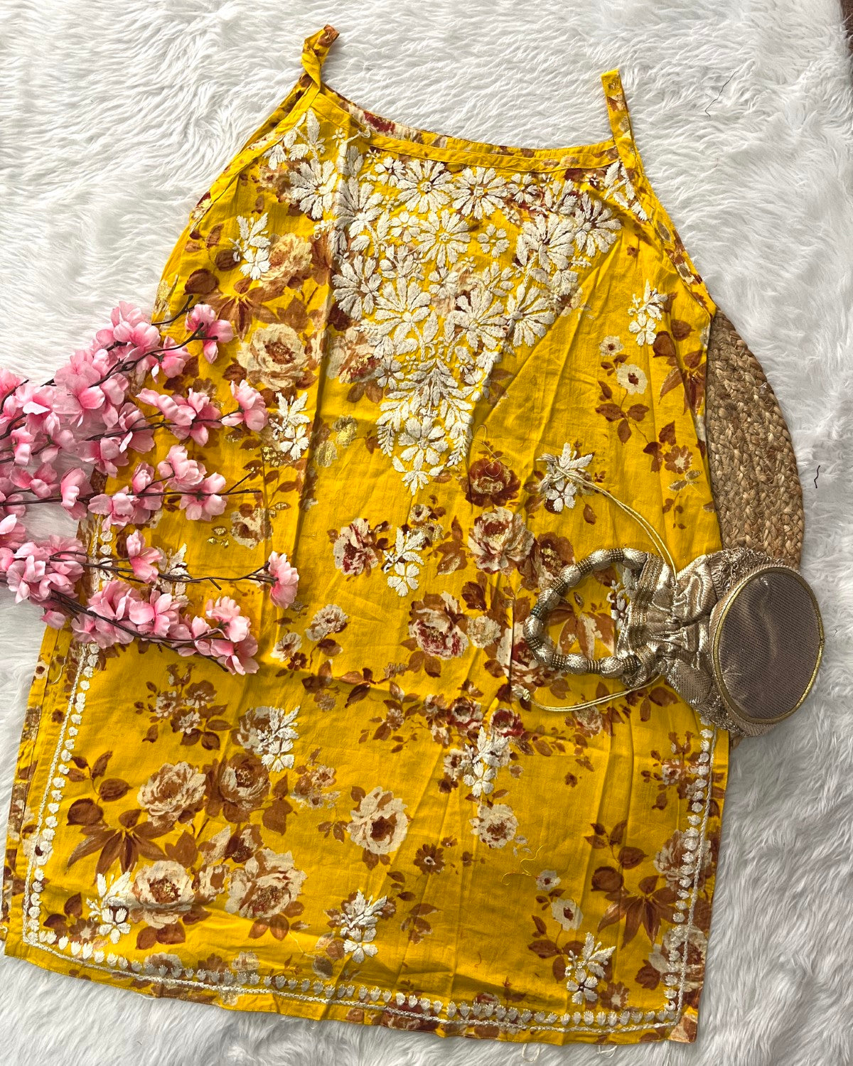 Aiaz MulMul Cotton Noodle Strap Rose Design