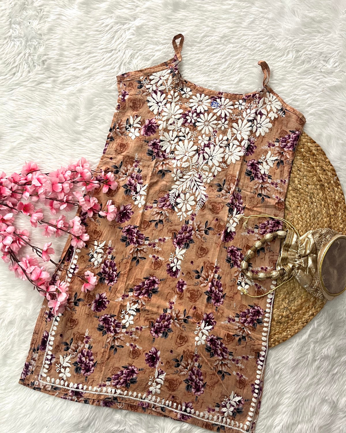 Aiaz MulMul Cotton Noodle Strap Rose Design