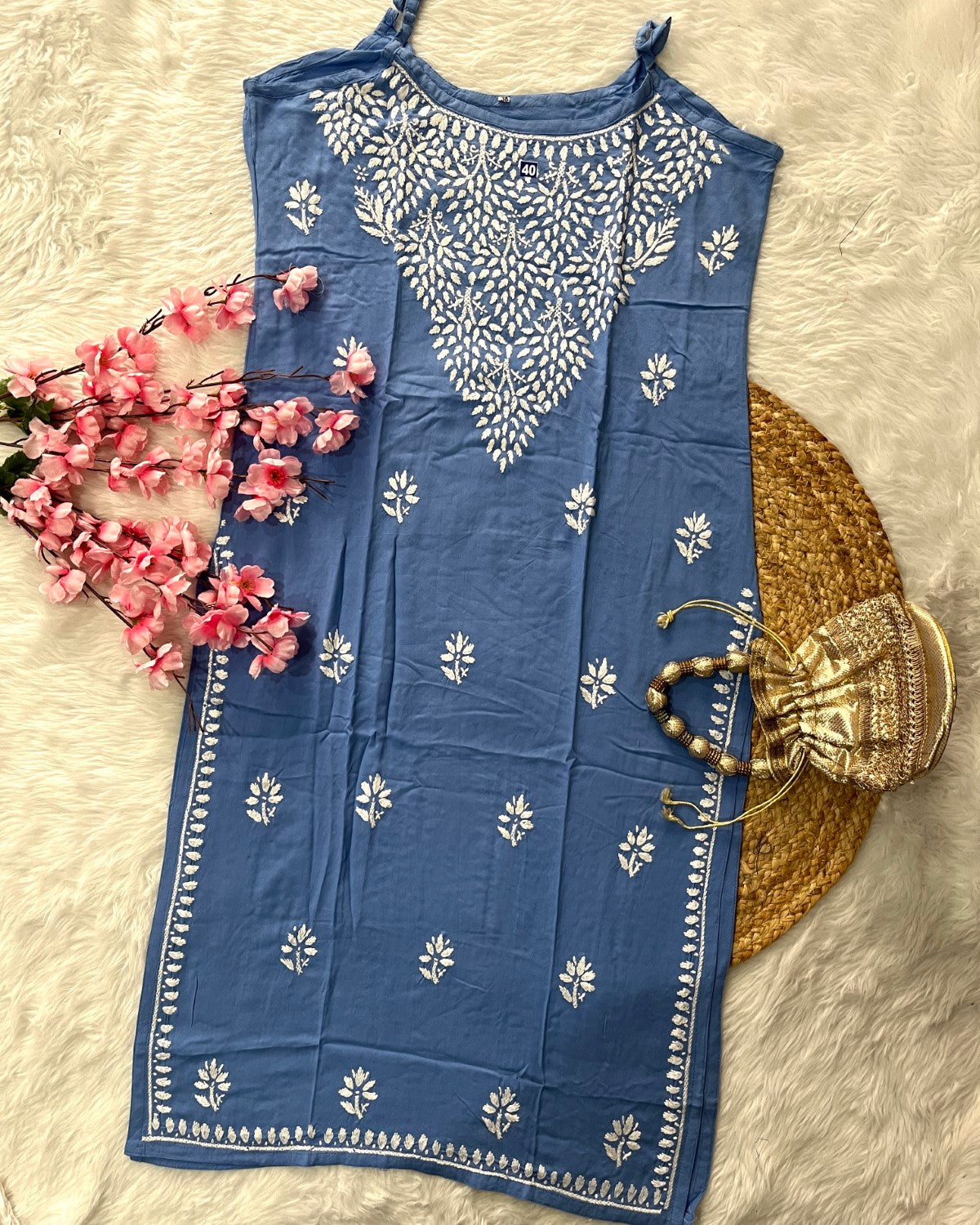 Aaban Rayon Noodle Strap Centre Tree Design