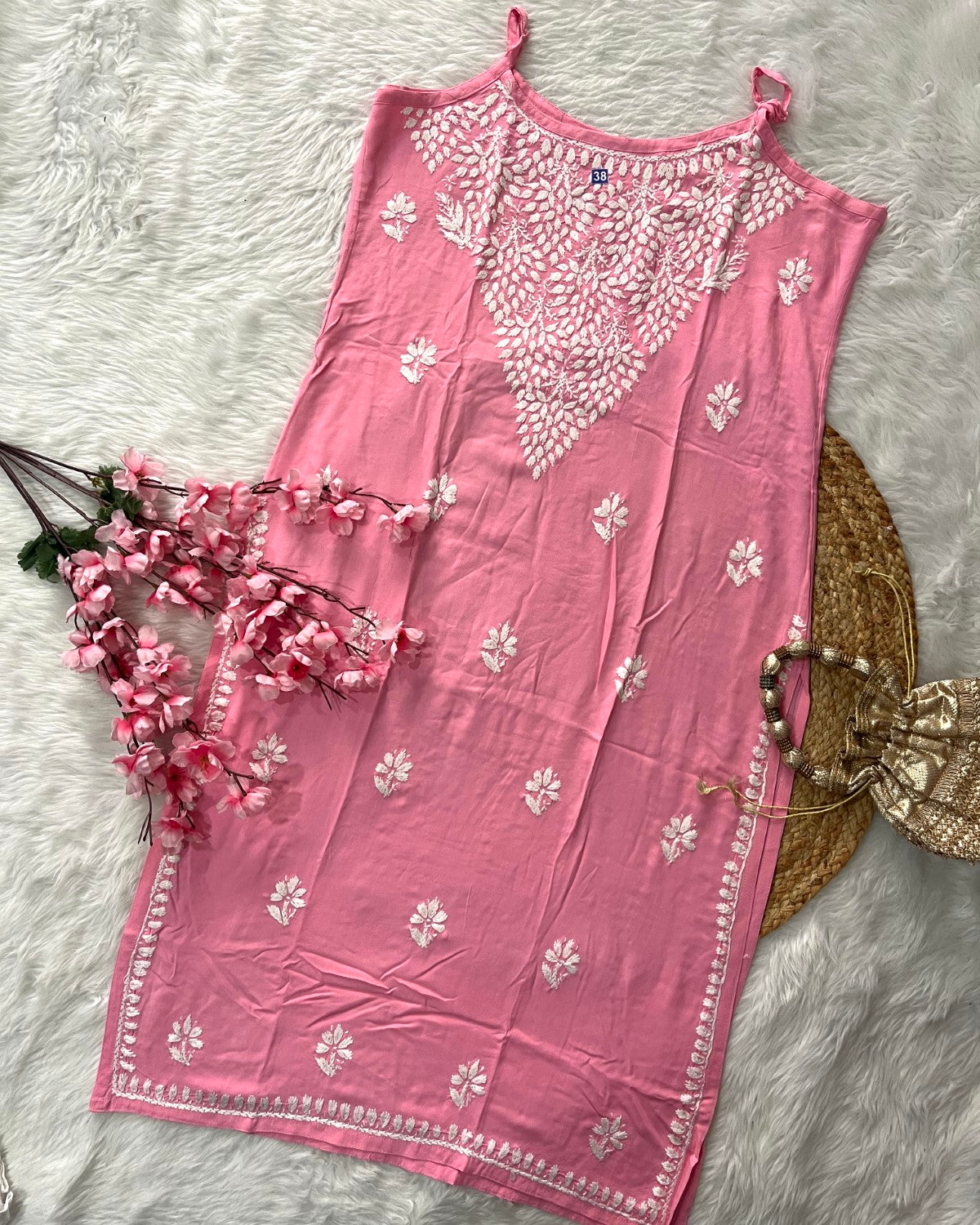 Aaban Rayon Noodle Strap Centre Tree Design