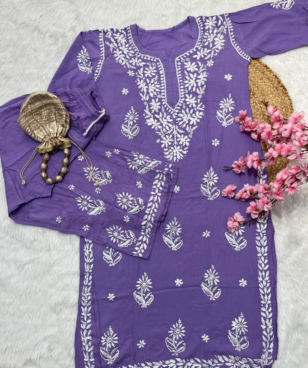 Tahaani Chikankari handwork Kurtis with Palazzo