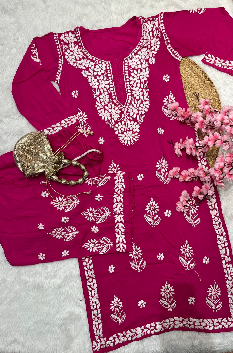 Tahaani Chikankari handwork Kurtis with Palazzo