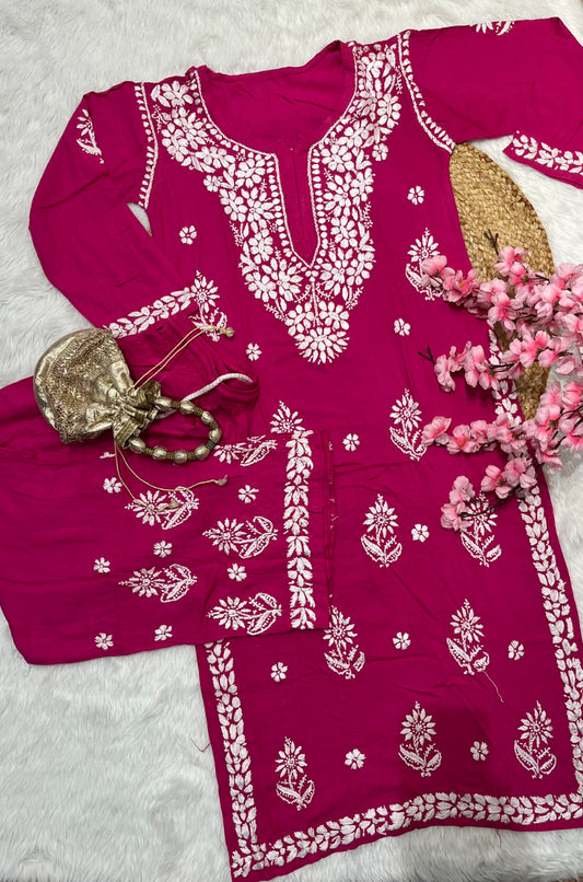 Tahaani Chikankari handwork Kurtis with Palazzo