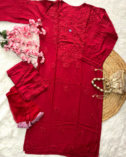 Baahi Rayon Kurta Palazo Dupatta Self 3 Piece Set