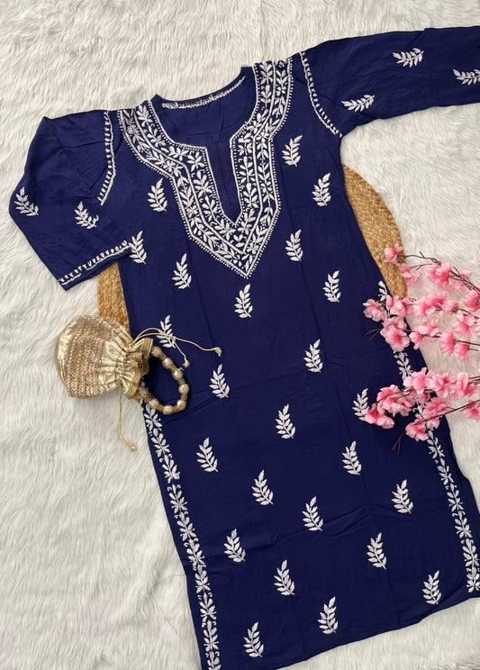 Afifa Rayon Chikankari Handwork Kurtis