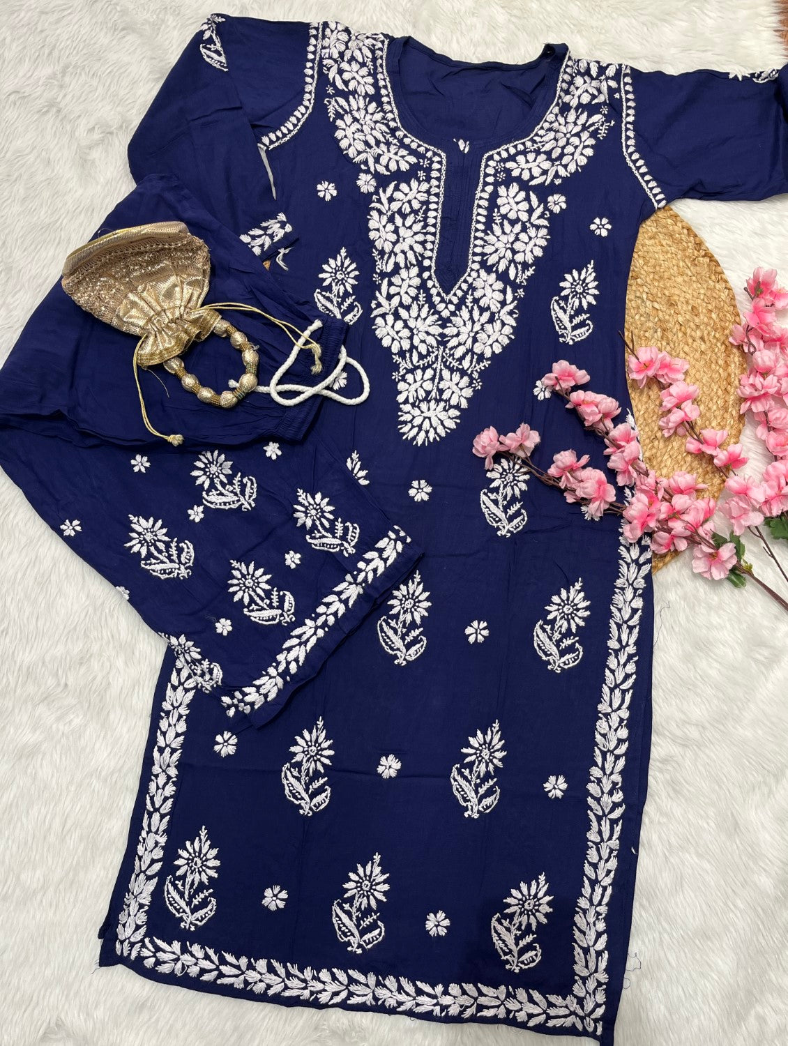 Tahaani Chikankari handwork Kurtis with Palazzo